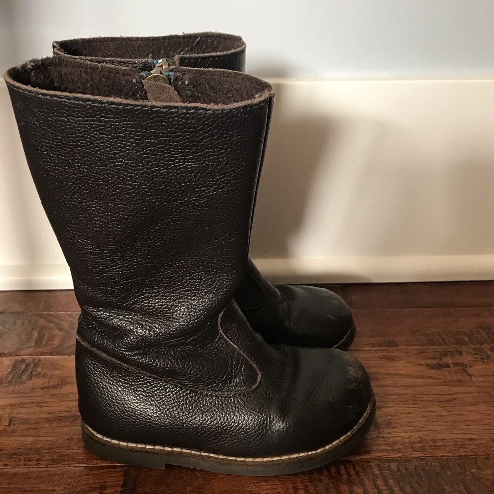 Mini Boden brown leather zip up boots 27 US 10